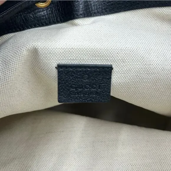 Women's Gucci OPHIDIA blue velvet bucket bag with leather trim, and web stripe - Picture 10 of 16